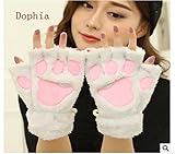 Dophiaレディース 手袋　可愛い 熊の手型 スマホ に便利 　肉球　ツメ 付き 大きな猫の手　可愛い　あったか　アニマル手袋 (Light gray)
