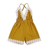 Domybestベビー服　子供服 女の子　ロンパース　カバーオール　 ボディスーツ　オーバーオール　ジャンプスーツ　ガールズ　スリングロンパース　ホルターネック　バックレス　ズボン　ノースリーブ　レー