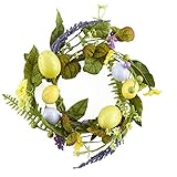 12インチ直径Springtime人工樹木とイースターエッグキャンドルリングWreath forフローラルArranging、表示とCrafting