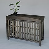 エアコン室外機カバー匠・たて格子・小江戸風（色：ブラウン）ヒバ材・木製【大型対応】