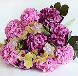 10頭人工ボール菊シルクフラワーシミュレーション偽の植物結婚式の花の装飾ホーム-紫色