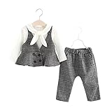 FEVON　セットアップ　子供　女の子　3点セット　Tシャツ+ベスト+ズボン　長袖　トップス　ロングパンツ　秋　冬　ベビー　赤ちゃん　新生児　キッズ服　ガールズ　フォーマル　チェック柄　大人可愛い　普