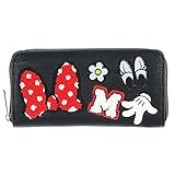 ディズニー 財布 Loungefly X DISNEY Black "MINNIE PATCH" Zip Around Wallet [並行輸入品]