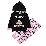ベビー服 女の子 HAPPY CAMPER 長袖花プリントパーカーとパンツアウトフィット (80(6-12M)) (100(18-24M), ピンク)
