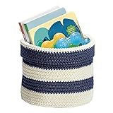 mDesign Knit Baby Nursery Closet Organizer Bin for Lotion, Medicine, Bibs, Books, Toys - Small, Navy