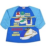 キッズ スモック 男の子 綿100％ 新幹線 E5はやぶさ E6こまち E7かがやきお砂場 給食 お弁当 735dt 120cm ブルー