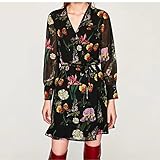 Gaosa 2017年春夏新作 レディース プリントワンピース 大柄フラワープリントワンピース 入園式 結婚式 パーテイ　ギフト (S)