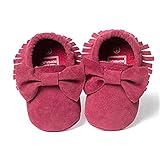 JySベビー男の子女の子タッセルリボンソフトソールPUレザーローファーモカシンスニーカー靴 US サイズ: 6-12 Month カラー: ピンク