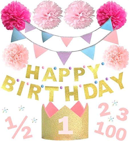 誕生日撮影セット 【100日祝い ハーフバースデー 3歳までの年齢シール付き】 (ピンク)