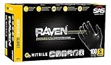 SAS Safety 66516 Nitrile Raven Powder-Free Disposable Glove Small (Pack of 1000) [並行輸入品]