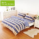 CHENGYI 青いストライプパターン漫画の掛け布団カバーシングルコットン学生寮ホームシングルダブル掛け布団カバー ( サイズ さいず : 150*210cm )