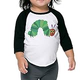 Kid 's The Very Hungry Caterpillar 3 / 4ラグランスリーブベースボールTシャツジャージーの男の子と女の子の年齢2 – 6歳ブラック2 Toddler