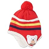 西松屋 [EFD] ボーダー耳クママスコットニット帽子 【48cm】　レッド