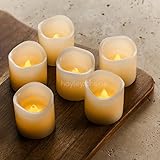 Hayley Cherie® - LED Wax Candles with Timer (Set of 6) - Flameless 2" x 2" Ivory Candles - Flickerin