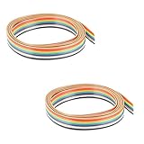 uxcell ジャンプワイヤ 10ピンリボンケーブル レインボーカラー プラスチック 2個入れ