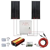 ECO-worthy 200W ソーラーパネル キット: 2個 100W ソーラーパネル + 1000W 12V-110V オフグリッドインバーター + バスボックス + ケーブル*4.5ｍ + 15