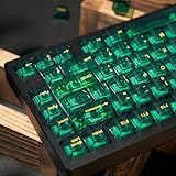 SUEHIODYグリーンクリスタル透明キーキャップセット、チェリーカラー透明キーキャップ60%65%75%100%バックライトワイヤレスGateron Mxスイッチメカニカルゲーム用キーボード (グリーン)