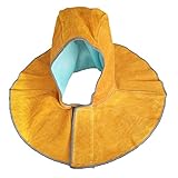 「GeBaoZhen」牛革 防炎 溶接用 溶接帽子 溶接頭巾 イエロー 黄色 マスク ツバなし マント式 ヘルメット 日の粉の防止 断熱 作業服 保護具 頭巾 柔軟性 通気性 ネックカバー フード キ