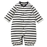 西松屋 CHチェロキー 天竺先染めボーダー長袖コンビドレス【新生児50-60cm】 新生児 オフホワイト