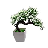 Artificial Plant Pine Bonsai Nearly Natural Tree for Home Office Decoration(white-Green)【クリスマス】【ツリー】