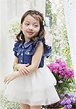 Candykids　お姫様風 子供 ワンピース 可愛 誕生日プレゼント キッズワンピース ジュニア 子供ドレス フォーマルドレス (120cm, ホワイト)