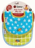 サッシー　ギフトセット　ベビースタイのセット　スタイ　涎掛け　アブチャン 出産祝いや贈り物 (ブルー＋イエロー)