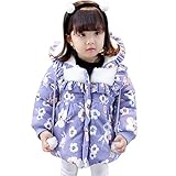 YY-Natuhi ベビー服 女の子 中綿ジャケット 綿服 子供服 裏起毛 かわいい 花柄 ダウンジャケット 中綿コート フード付き 秋冬 キッズ ガールズ 保温防寒 80~100cm 通園 (80c