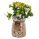 Zhhlinyuan Artificial Succulent Plants + Pudding Bottle/Pots Fake Flower Potted Landscape Home Garde