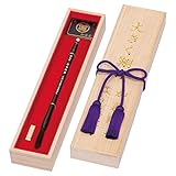 赤ちゃん筆【光文堂】黒檀 家紋 メッセージ(金浮文字) 房/お仕立券