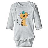 帽子をかぶってかわいい猫 誕生日 赤ちゃん 長袖 カバーオール 女の子 男の子 綿100%
