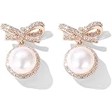MIKAMU リボン ピアス レディース 18K 18金RGP 人気 天然貝パール ピアス 安心の 金属アレルギー対応 ギフト 専用ボックス付き