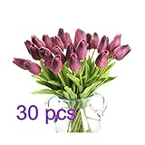 30pcs becautiful real-touch人工フェイクチューリップ花シミュレーションチューリップ One Size SFBHA32829866010