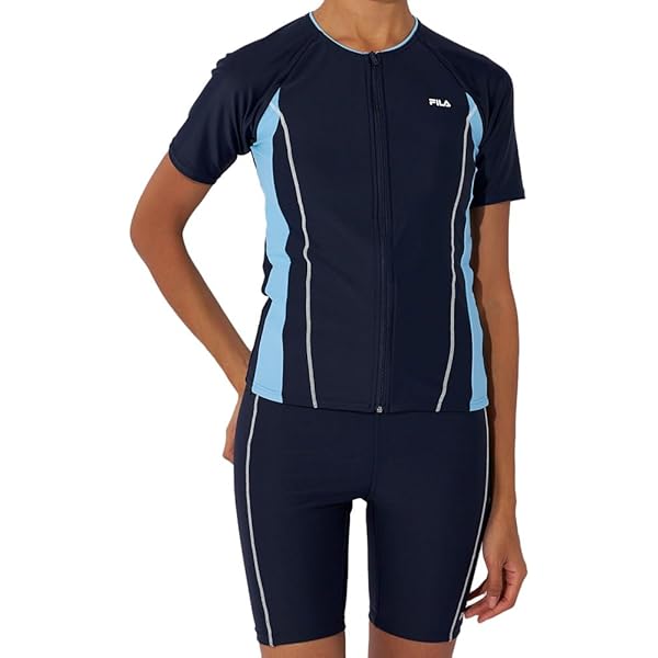フィラ] フィットネス水着 タンキニ上下セット 半袖フルジップ