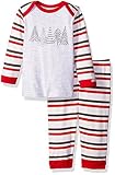 Coccoli Baby Boys' Multi Stripe Jersey Knit Cotton 2 Piece Set Heather Grey/Cranberry 3 Months [並行輸入