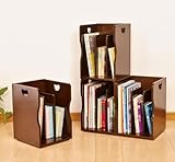 スタッキング式マガジンラック4個組 (ブラウン)