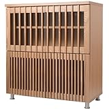 日本製(大川) 天然木タモ材使用 90幅4枚扉キャビネット ナチュラル 1317