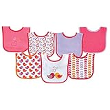 Luvable Friends 7 Piece Drooler Bibs with Waterproof Backing, Pink Birds by Luvable Friends