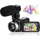 ビデオカメラ 4K WIFI機能 外付けマイクYouTubeカメラ4800万画素18倍デジタルズーム 3インチタッチモニター HDMI出力IRナイトビジョン機能vloggingカメラ360°ワイヤレスリモコン予備バッテリー日本語システム+説明書（ベシックセット）