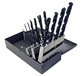 Chicago Latrobe 120 Series High-Speed Steel Long Length Drill Bit Set With Metal Case, Black Oxide F