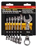 AMPRO T42092 7 Piece Stubby Combination Wrench Set by AmPro
