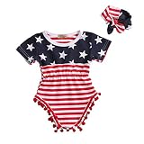 4th of July新生児幼児赤ちゃん男の子女の子ロンパース半袖ジャンプスーツ服衣装ヘッドバンド 3M FreshZone
