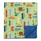 マイBlankeeピッピッオーガニックコットンライムグリーンMinkyドットエレクトリックブルーベビー毛布/ワット、30 "X 35"