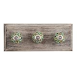 手作りブルーグリーンとオレンジセラミックキャビネット木製壁コート帽子キーフック服ホルダーオンラインIndianShelf