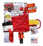 BabyジャックFire Fighter Rescue教育Sensory Blanket Lovey withリボンタブ