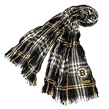 NHL Boston Bruins Plaid Crinkleスカーフ、ブラック、Mゴールド、70-inch by 25-inch
