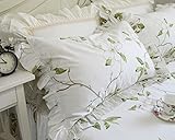 SIBAIER 「素&雅」 綿100％ スプリント花模様 ラッフルフリル ピローケース (一枚)