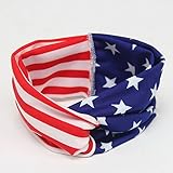 American Flag Stars & StripesターバンTwistedヘッドラップ縄目ヘアバンドストレッチファッションヘアバンドヘッドバンド Crossed: 18.5*7cm