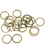 KUKU工房 平型 二重リング 二重カン キーリング 20個セット (アンティークゴールド, 外径30mm)