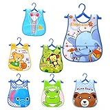ベビー 食事用スタイ エプロン ポケット付き 油が落ち 防水 かわいい 男の子 女の子 お食事エプロン よだれかけ 保育園 7枚セット (男の赤ちゃん)