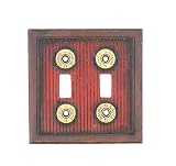Shotgun Shot Shell Double Switch Electrical Cover Plate - 12 Guage Hunting Man Room Cabin Gun Bullet
